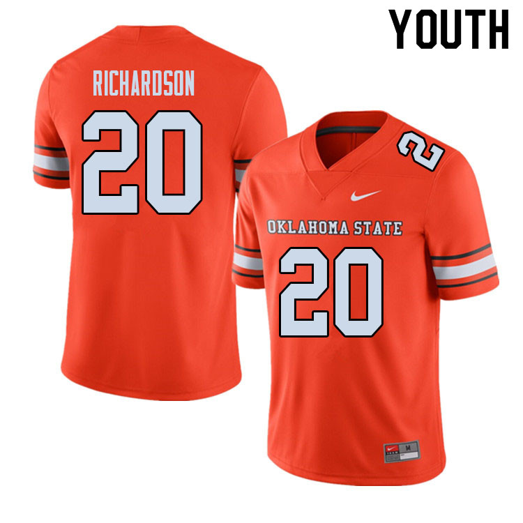 Youth #20 Dominic Richardson Oklahoma State Cowboys College Football Jerseys Sale-Alternate - Click Image to Close